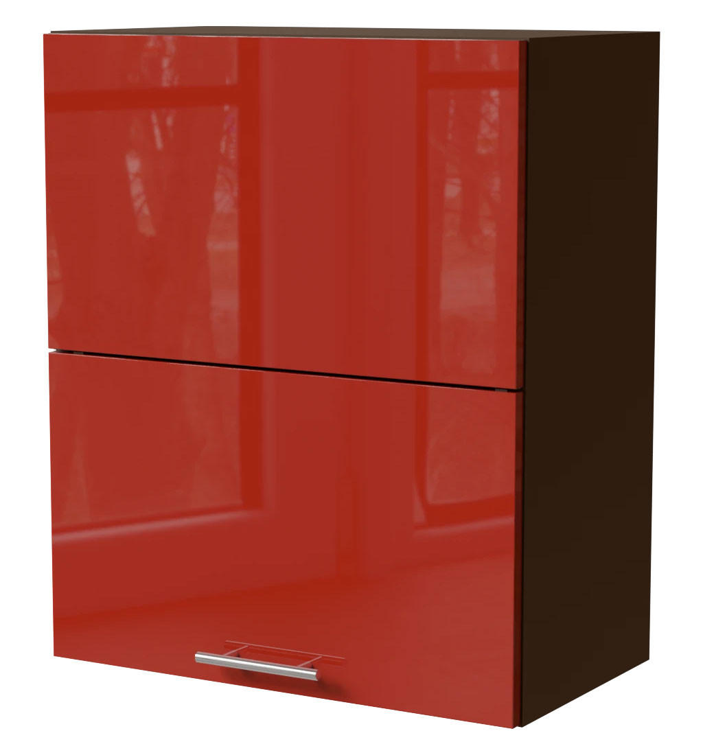 KLAPPHÄNGESCHRANK Brerra W8B/60-AV Lava / RAL 3002 karminrot Hochglanz 60 / 32,5 / 72cm - Dunkelgrau/Rot, Holz/Holzwerkstoff (60/72/32.5cm) - Feldmann-Wohnen