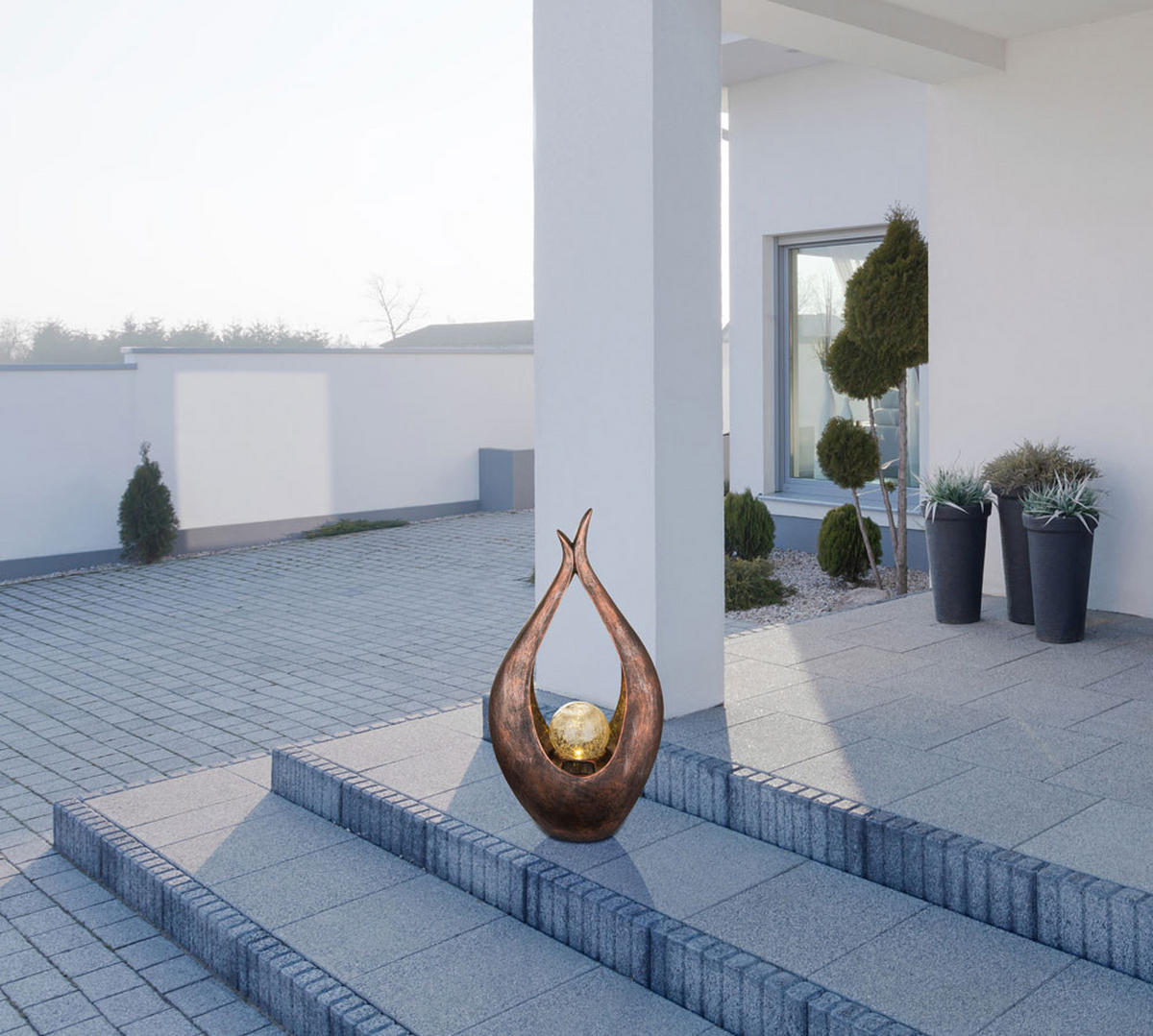 LED AUSSENLEUCHTE Bronze Glaskugel 2er Set - Bronzefarben, Glas (26.5/13/50cm) - Globo Lighting