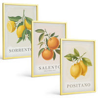 BILDER SET 3er Set - 40x60 cm Goldrahmen - Amalfi-Zitronen und -Orangen - Goldfarben, Kunststoff (40/60cm) - TULUP