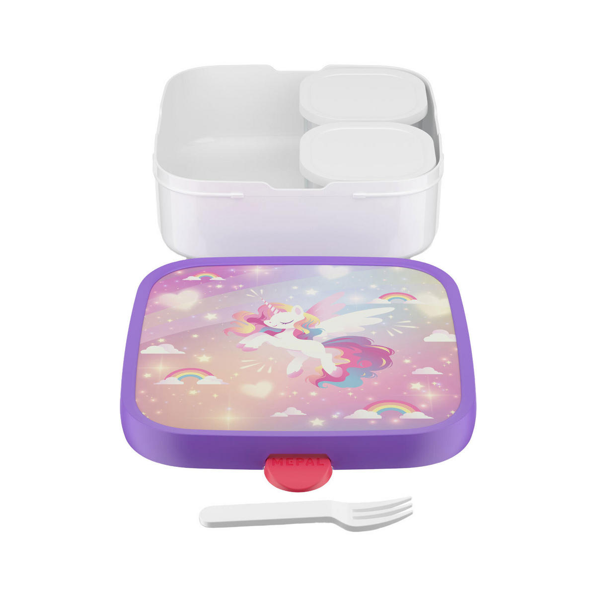 BROTDOSE XL Campus (2025) Unicorn Glow 1,3 l - Violett/Weiß, Kunststoff (18.2/6.1/18.2cm) - Mepal