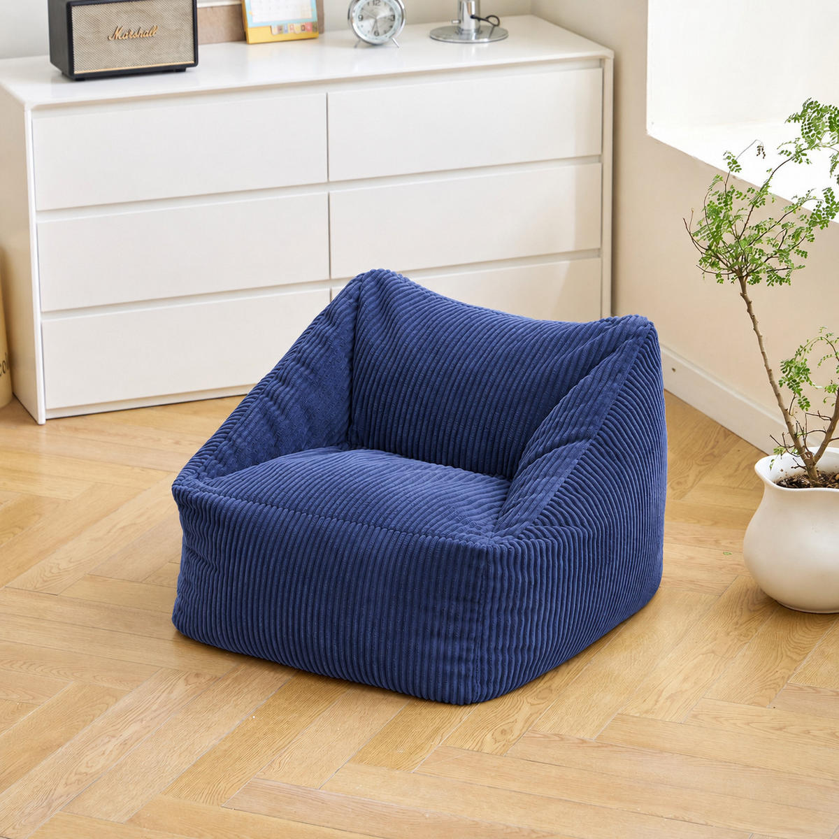POUF kord Blau - Blau, Textil (55/44/55cm) - Nordlys