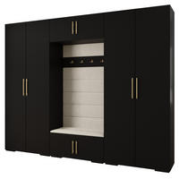 GARDEROBEN-SET 236,7/300/47 - Goldfarben/Schwarz, Holz/Kunststoff (300/236.7/47cm) - Abiks Möbel