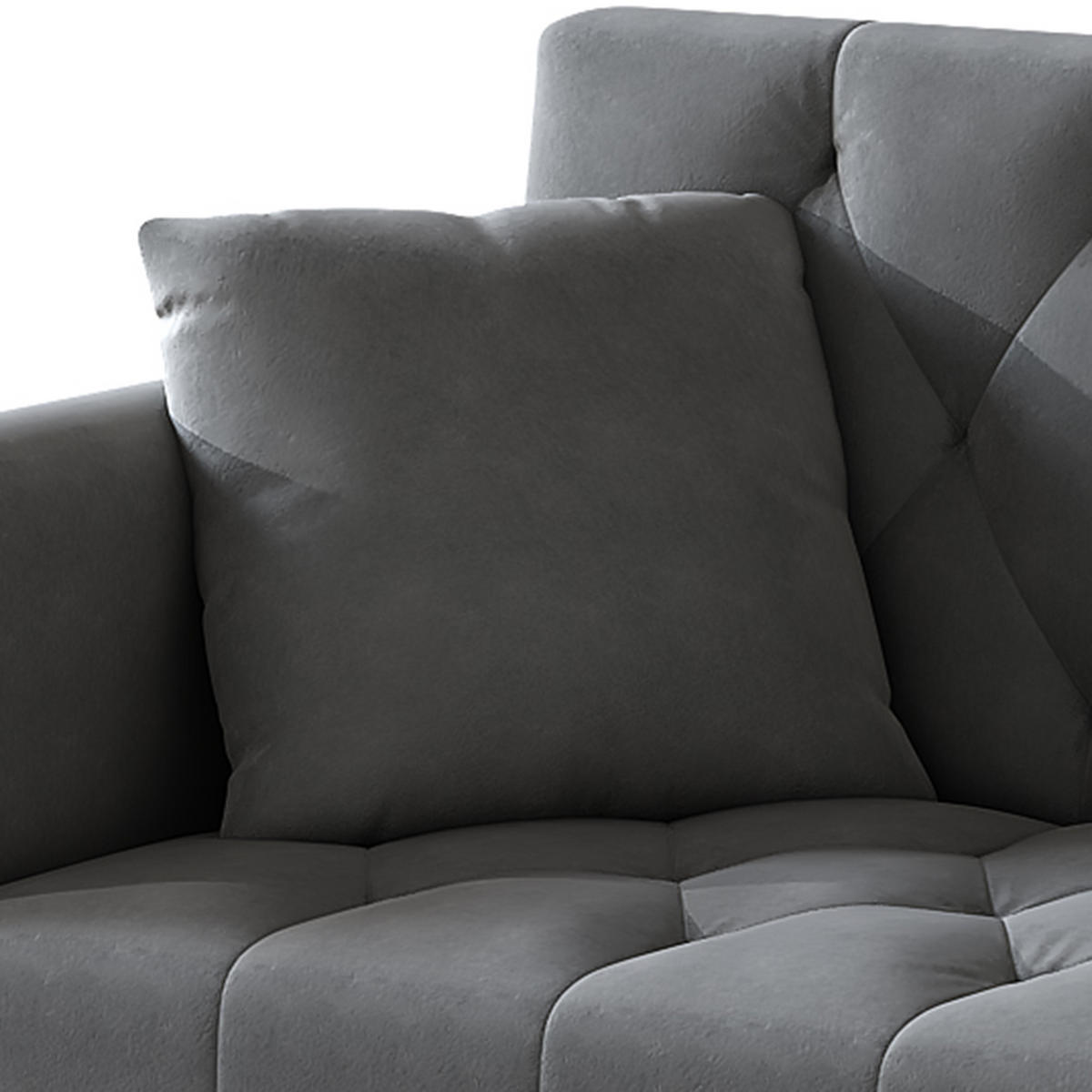 2-SITZER SCHLAFSOFA Samt Grau mit Getränkehalter - Grau, Holzwerkstoff/Textil (175/73.5/89cm) - WISHDOR