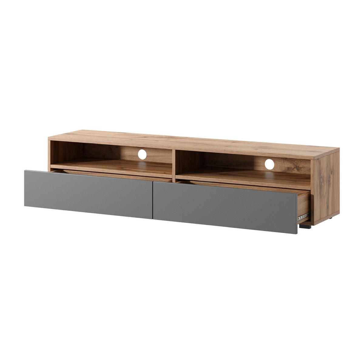 TV-LOWBOARD Rednaw mit LED Eiche/Grau Hochglanz 140 cm - Eichefarben/Grau, Holzwerkstoff (140/30/31cm) - Selsey