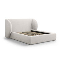 BETT mit Bettkasten und Kopfteil Miley aus Chenille-Stoff hellgrau 140x200cm - Hellgrau, Textil (140/200cm) - Micadoni