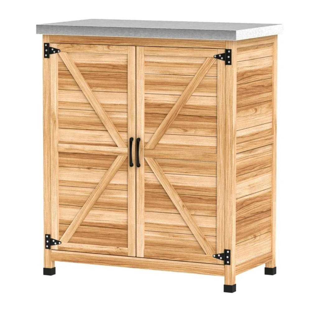 GARTENSCHRANK Arbeitsbank Holzfarbe - Braun, Metall (43/92/79cm) - ComfortXL