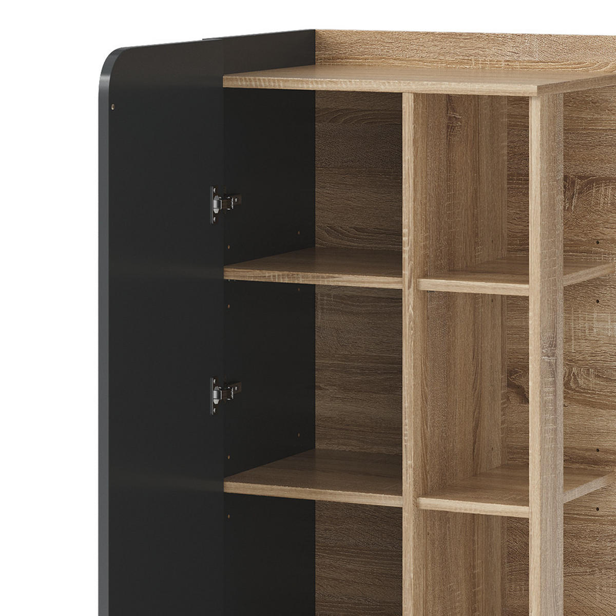 MIDISCHRANK Karen Anthrazit 50 x 128 cm mit Tür und offenen Fächern - Anthrazit/Sonoma Eiche, Holzwerkstoff (50/128/35cm) - Vicco