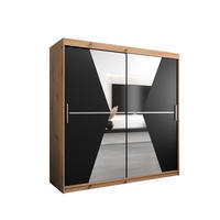 SCHWEBETÜRENSCHRANK 200/200/62 2-türig - Silberfarben/Schwarz, Holz/Kunststoff (200/200/62cm) - Abiks Möbel