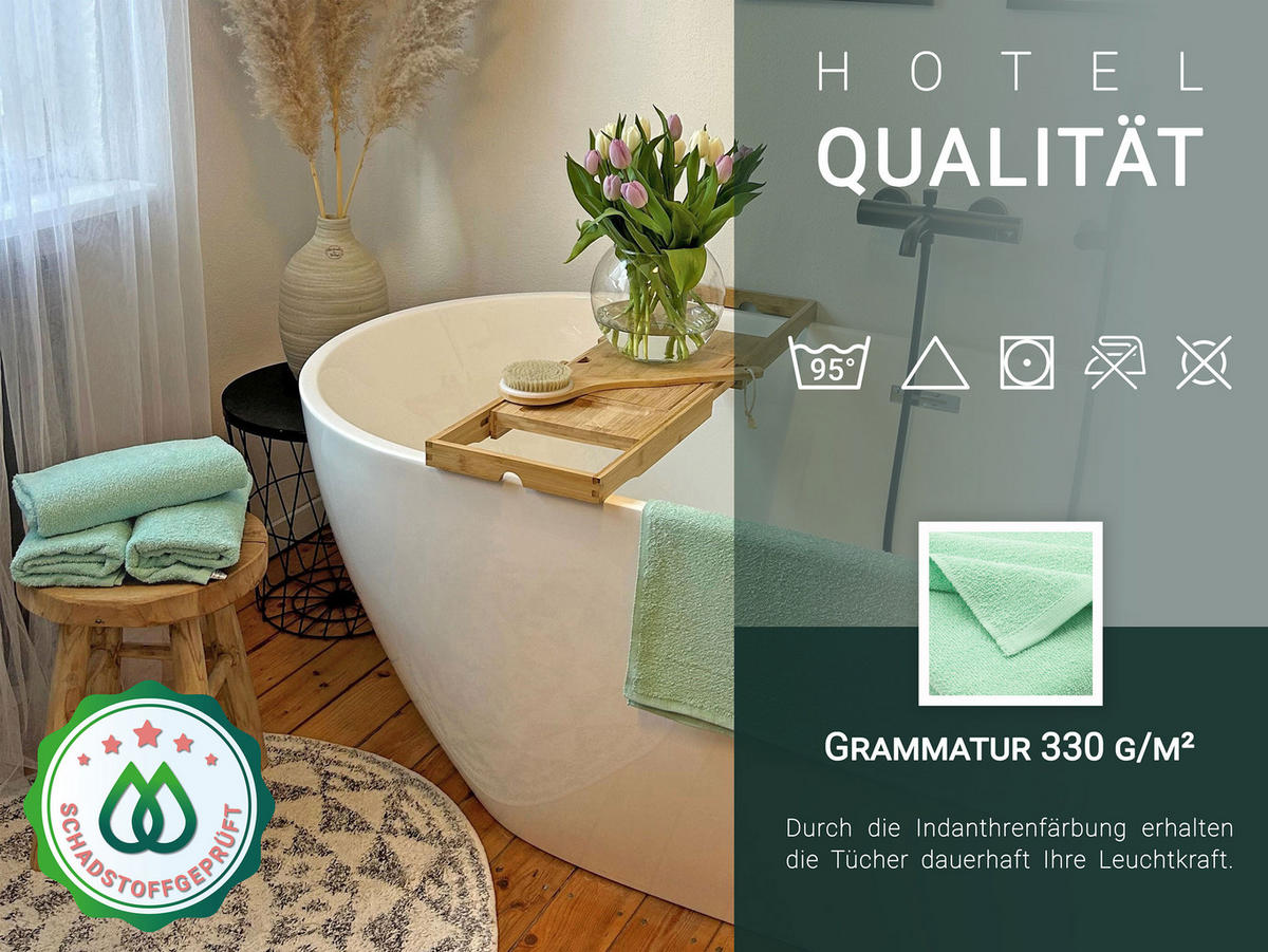 HANDTÜCHER, 10er-Set, 50x100 cm, 80% Baumwolle, 20% Polyester, Grün - Grün, Naturmaterialien (50/100cm) - Zollner