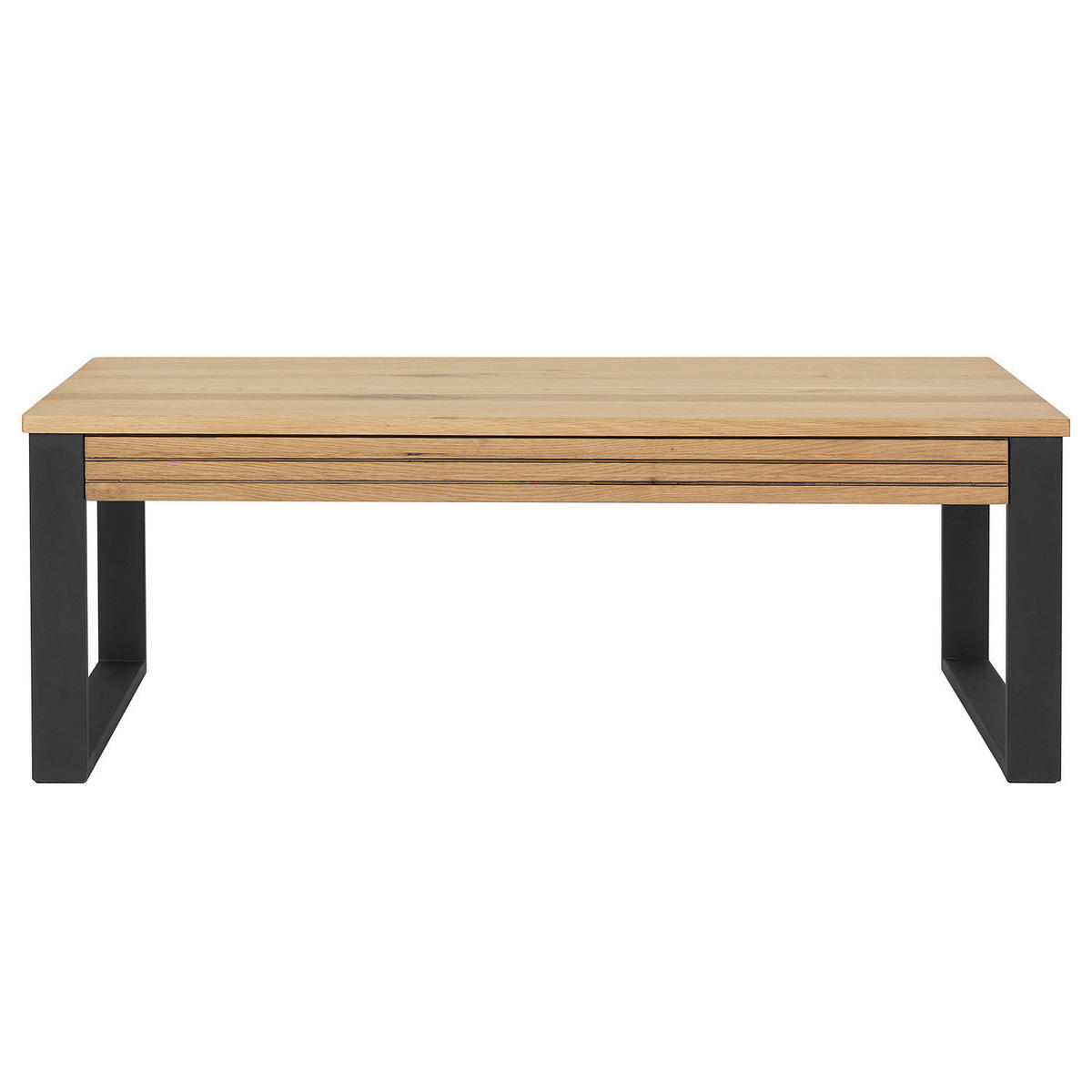 MASSIVER COUCHTISCH - Massivholz Eiche / Metall - Eichefarben, Holz/Metall (60/115/42cm) - home24