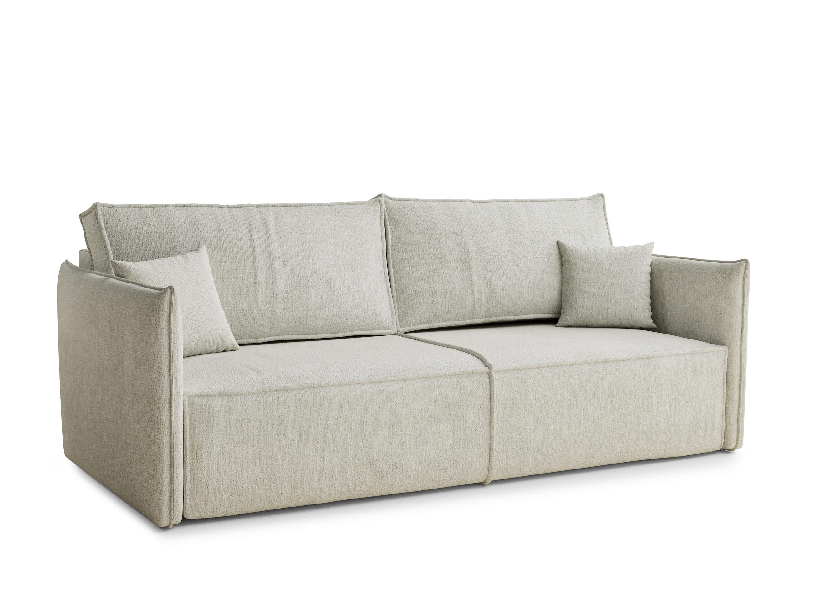 SOFA MIT SCHLAFFUNKTION Obra Creme Chenille-Stoff - Creme/Schwarz, Holz/Holzwerkstoff (220/70/107cm) - Maison de Reve