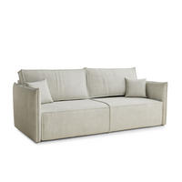 SOFA MIT SCHLAFFUNKTION Obra Creme Chenille-Stoff - Creme/Schwarz, Holz/Holzwerkstoff (220/70/107cm) - Maison de Reve