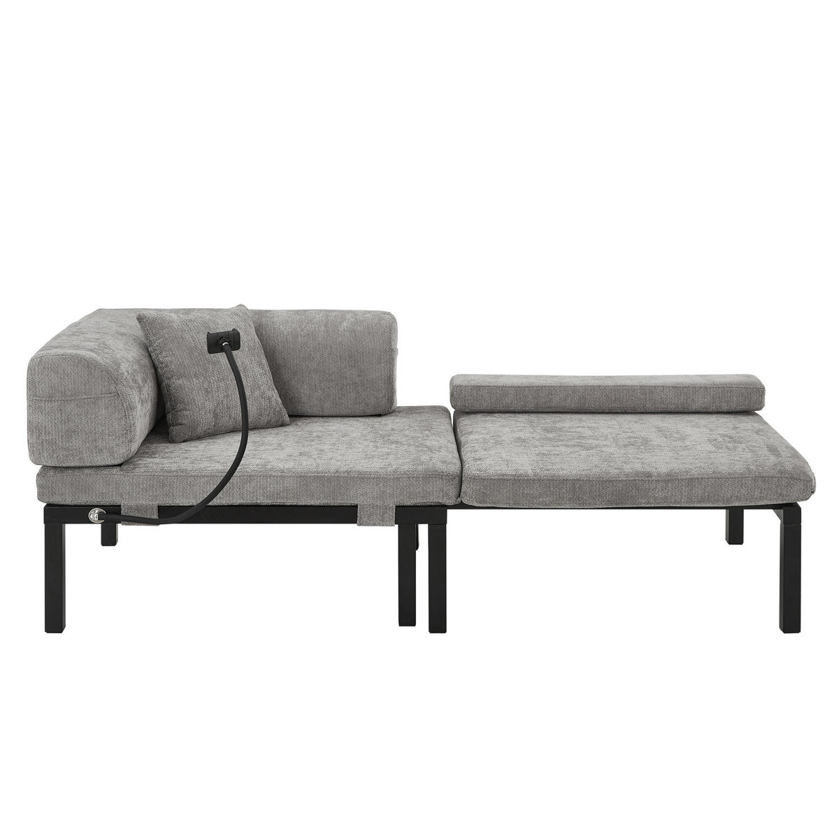 SCHLAFSOFA klappbar mit Ausziehbett Samt Hellgrau - Hellgrau, Holz (81/64/176cm) - Meubliv