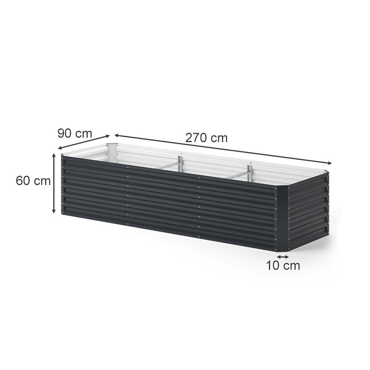 ZVÝŠENÁ ZAHRÁDKA Antracit 270 x 90 cm - antracitová, kov (270/60/90cm) - OK-Living