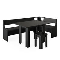 ECKBANKGRUPPE Roman Schwarz 120 x 41.5 cm mit Tisch - Silberfarben/Schwarz, Holzwerkstoff (210/80/120cm) - Vicco