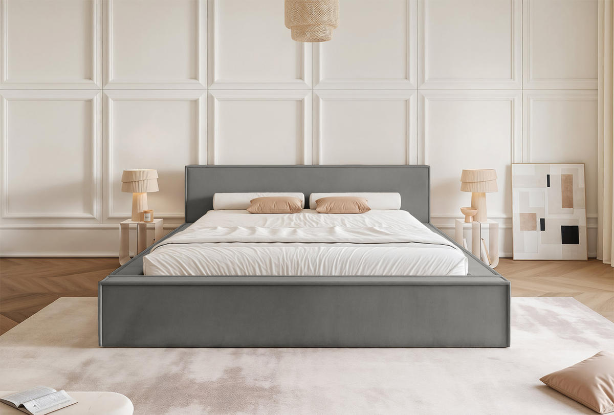 POLSTERBETT Mendocino Classic Low 140x200 cm, Grau - Dunkelgrau, Textil (140/200cm) - Fedve