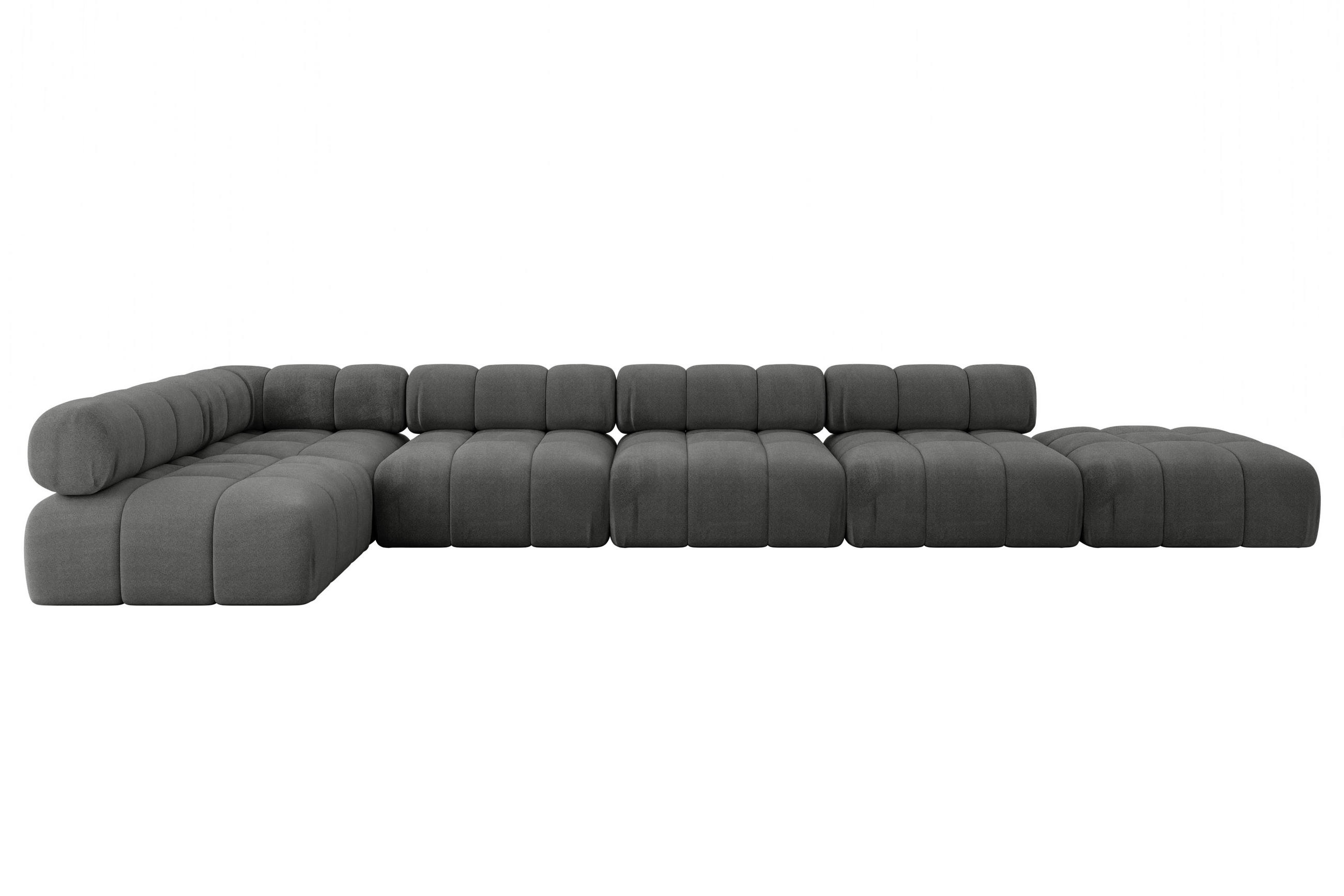 ECKSOFA modulares Sofa Favio-L3 - 475x190x70 cm Dunkelgrau Velours - Dunkelgrau, Holzwerkstoff/Textil (475/190cm) - ALTDECOR