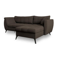 ECKSOFA MOLLIS Braun Geflochtener-Stoff mit Schlaffunktion - Braun, Holz (241/154cm) - MASSENO