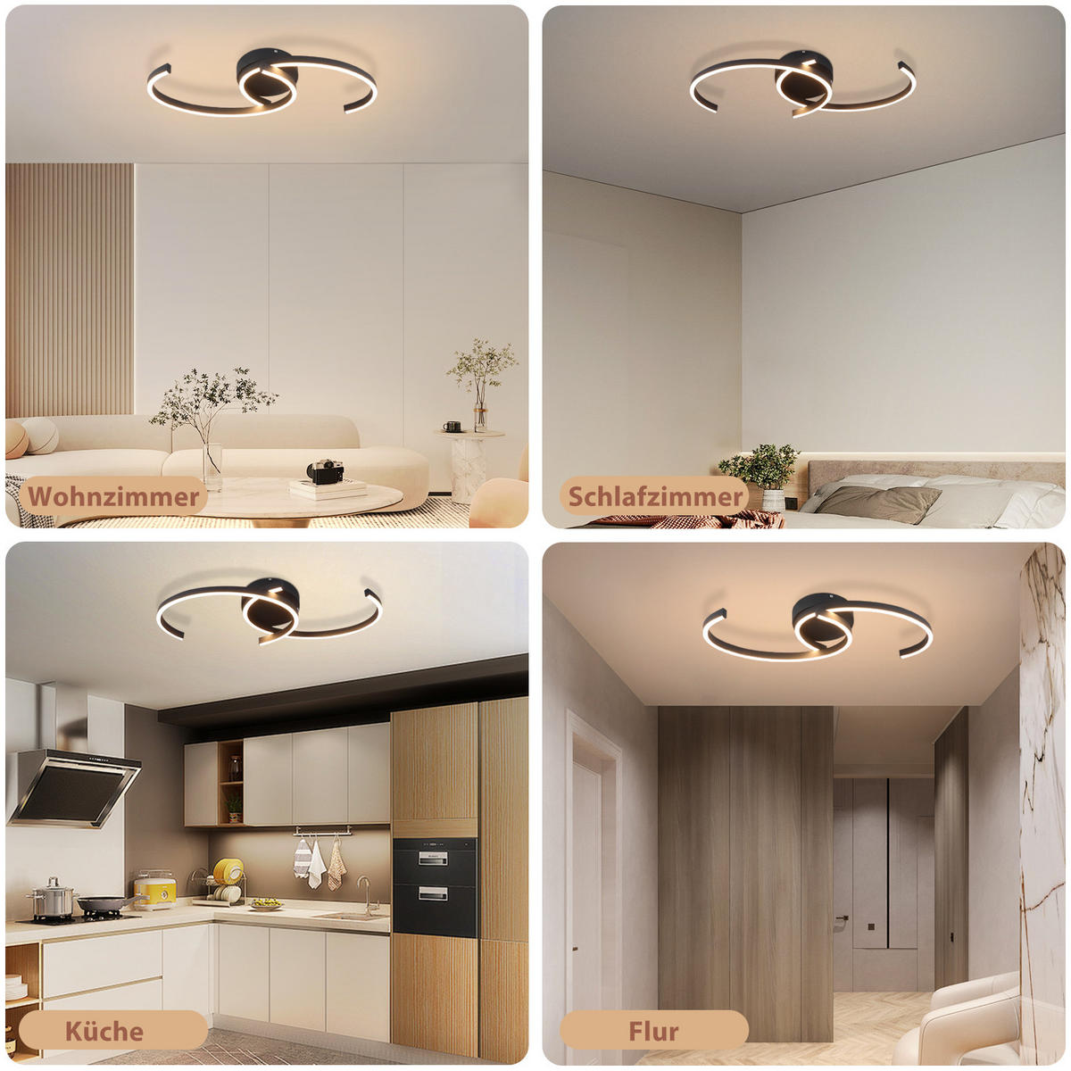 LED-DECKENLEUCHTE Hornwall 61.6/7.0/23.0 cm - Schwarz, Metall (23/61.6/7cm) - ZMH