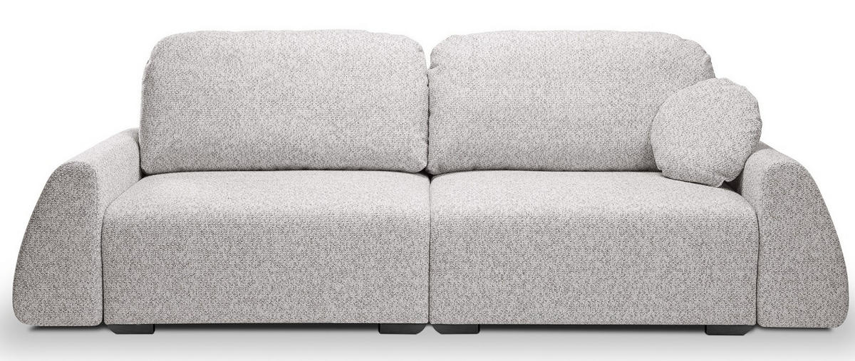 SCHLAFSOFA Moderne ALMI mit Schlaffunktion – 3-Sitzer Sofa mit Bettkasten, DL-Automat, 2 Rückenkissen, 260x100x80 cm, White - Weiß, Holz/Textil (260/80/100cm) - DomoHome
