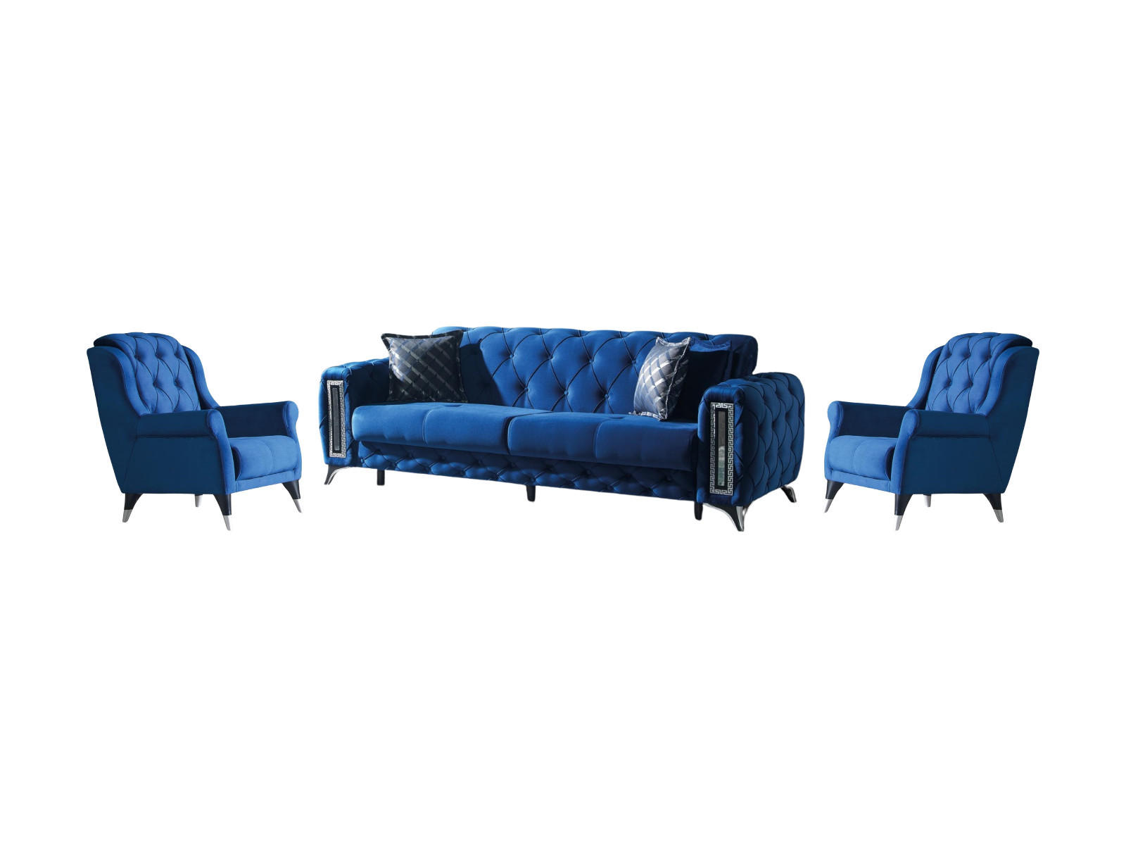 SITZGARNITUR Rosario, Blau Stellvariante 3+1+1 - Blau, Holzwerkstoff/Kunststoff (230/80/100cm)