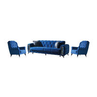 SITZGARNITUR Rosario, Blau Stellvariante 3+1+1 - Blau, Holzwerkstoff/Kunststoff (230/80/100cm)