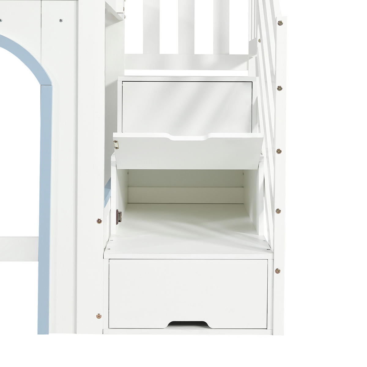 ETAGENBETT 90/200 cm Weiß, Blau - Blau/Weiß, Holz/Holzwerkstoff - Raumix