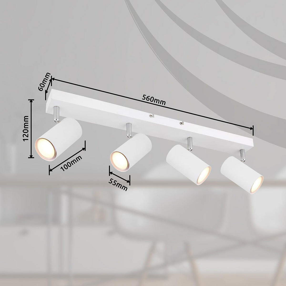 LED DECKENLEUCHTE Metall Weiß 4 Flammig - Weiß, Metall (56/6/12cm) - Globo Lighting