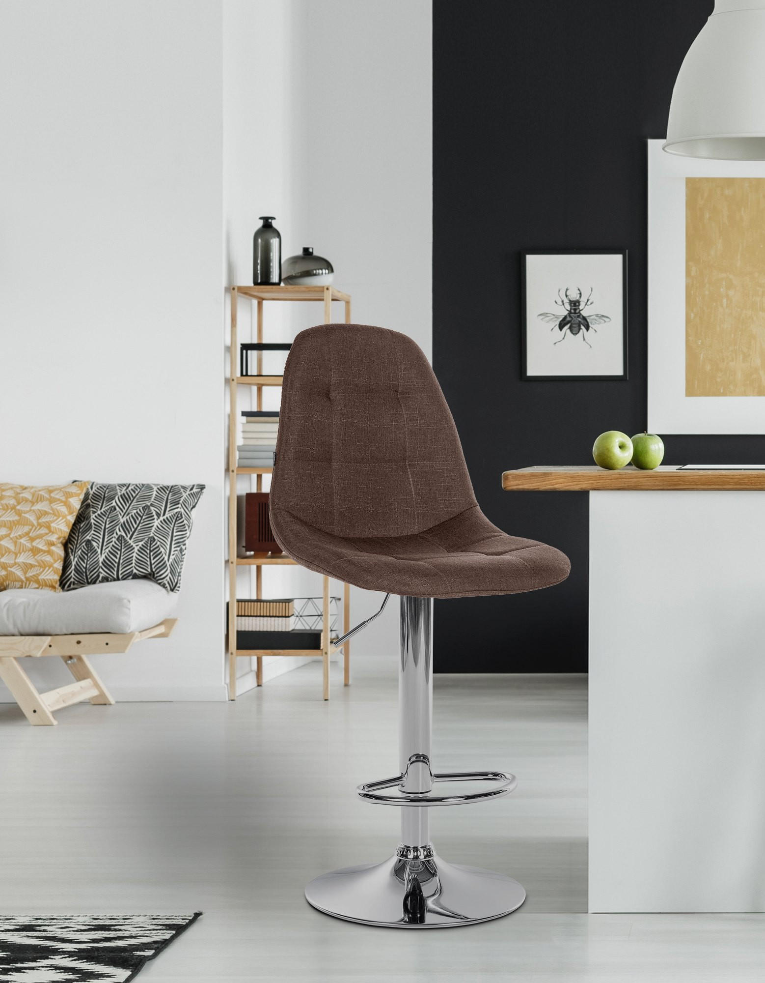 BARHOCKER Metall braun - Braun, Textil/Metall (47/99/56cm) - CLP