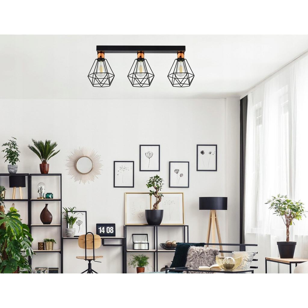 Thumbnail - kiki design Deckenleuchte, Schwarz, Kupfer, Gold, Metall, 58x27x20 cm, Lampen & Leuchten, Innenbeleuchtung, Deckenleucht...