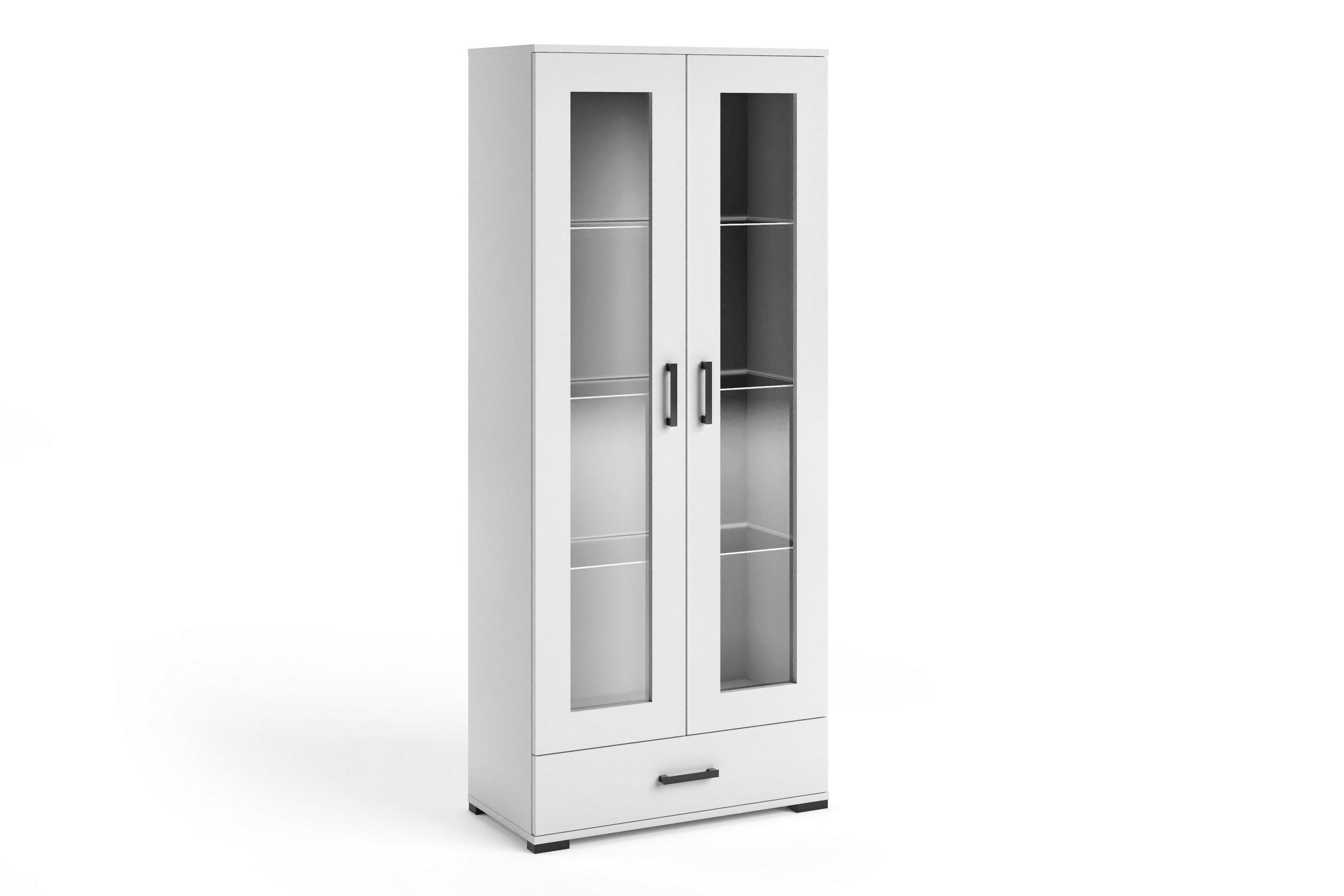 VITRINENSCHRANK ALBANO 186 x 80 cm Weiß - Weiß, Holzwerkstoff (80/186/40cm) - MASSENO