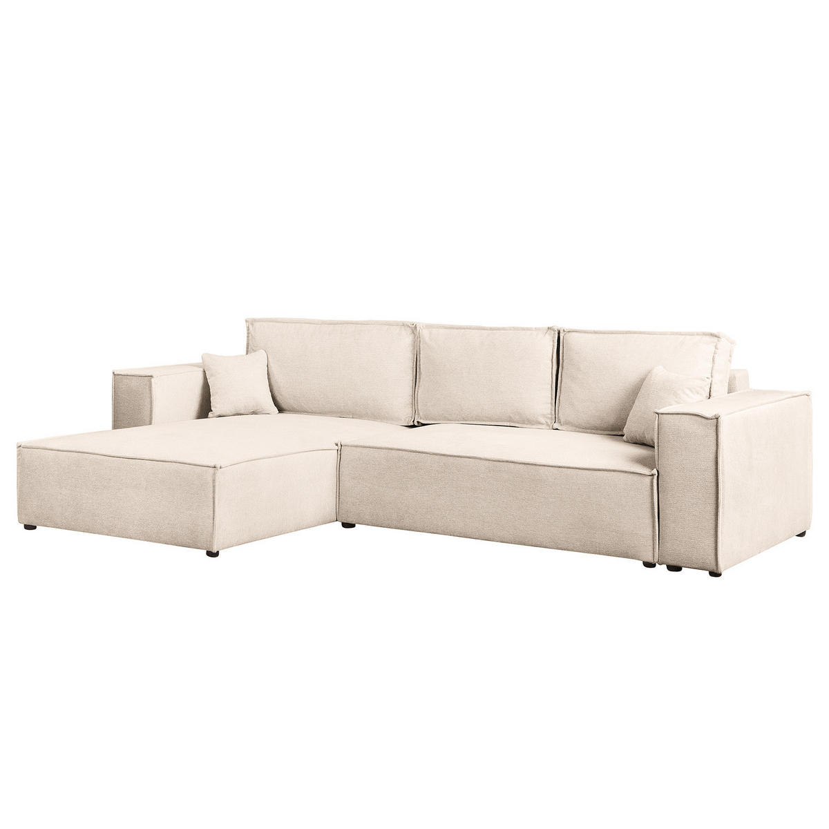 ECKSOFA mit Schlaffunktion - 290 cm - Beige/Schwarz, Kunststoff/Textil (290/185cm) - home24