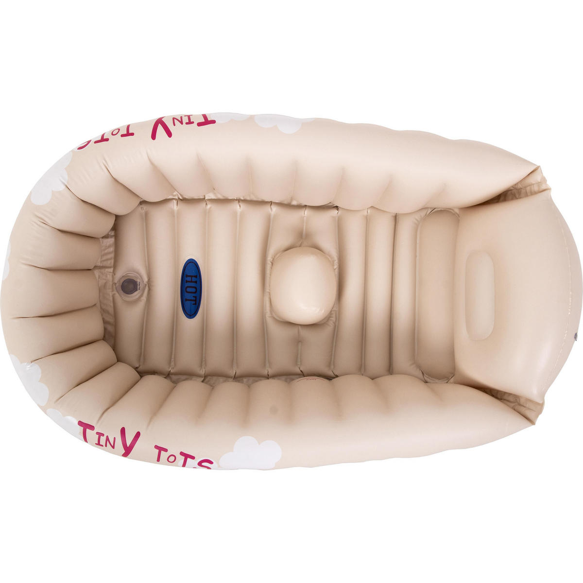 PLANSCHBECKEN Baby Badewanne aufblasbar 91x61x29cm beige Temperaturanzeige - Beige, Kunststoff (61/91cm) - SunClub