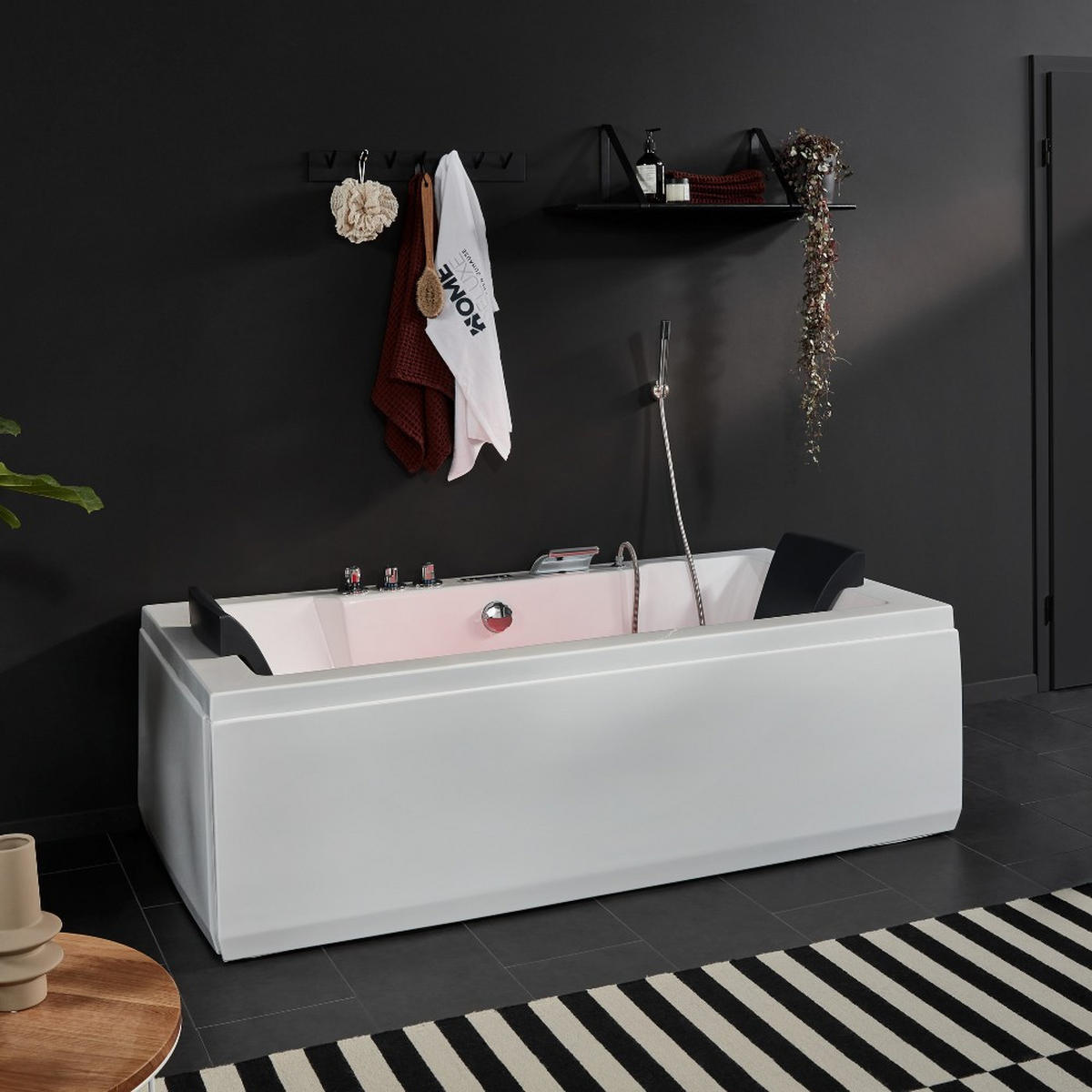 WHIRLPOOL LAGUNA PURE M - ohne Glasscheibe, 180 x 90 cm - Weiß, Keramik (180/55/90cm) - Home Deluxe
