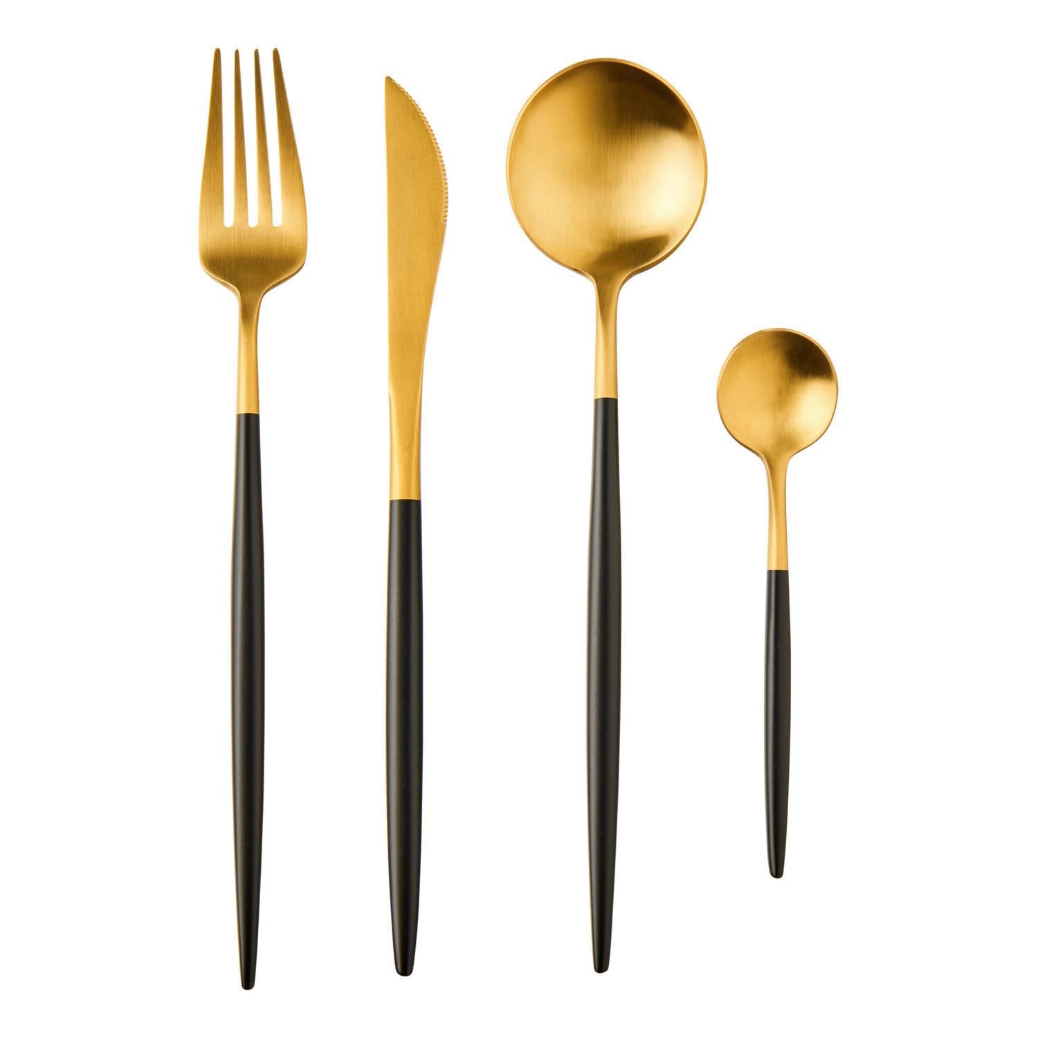 BESTECK-SET (4-tlg.) Stiletto - Goldfarben/Schwarz, Metall - Butlers