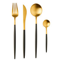 BESTECK-SET (4-tlg.) Stiletto - Goldfarben/Schwarz, Metall - Butlers