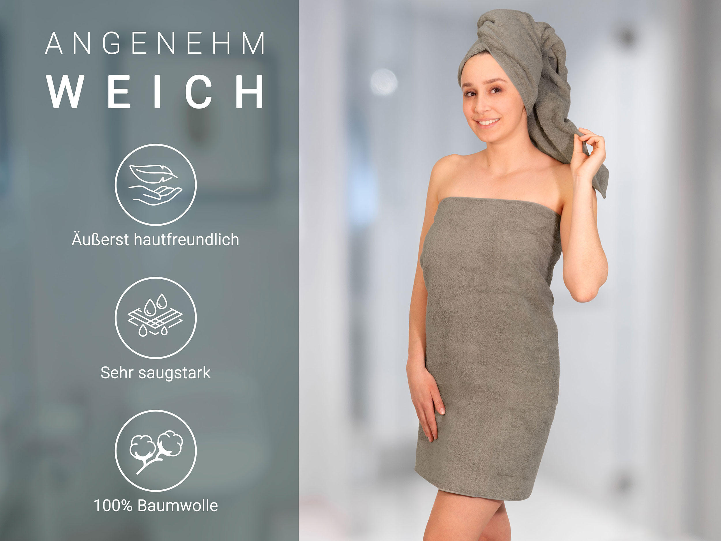 DUSCHTÜCHER, 3er-Set, 70x140 cm, 100% Baumwolle, Braun - Fango, Textil (70/140cm) - Zollner