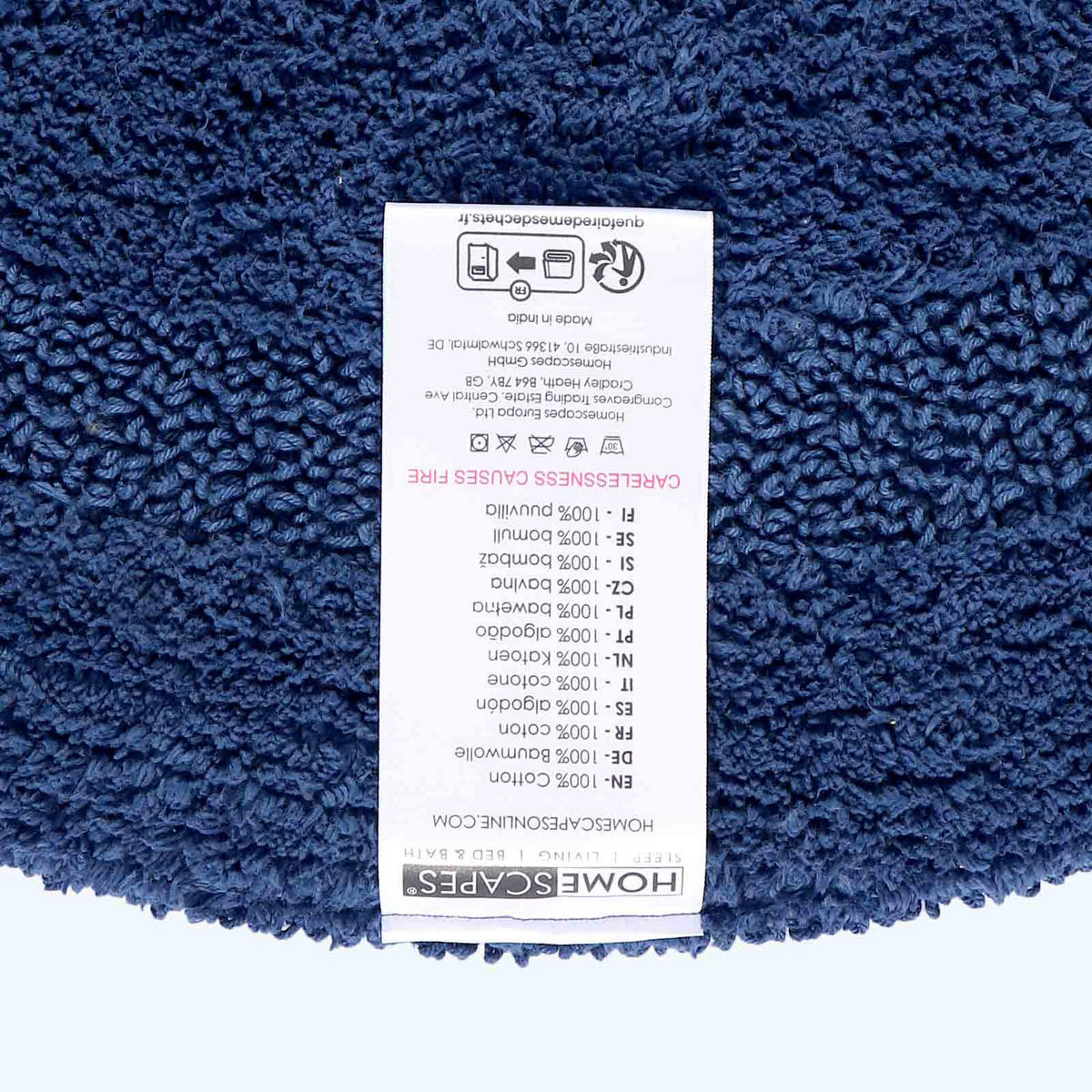 BADEMATTE 80 cm rund, 100% Baumwolle, wendbar - Dunkelblau, Textil (80/80cm) - Homescapes