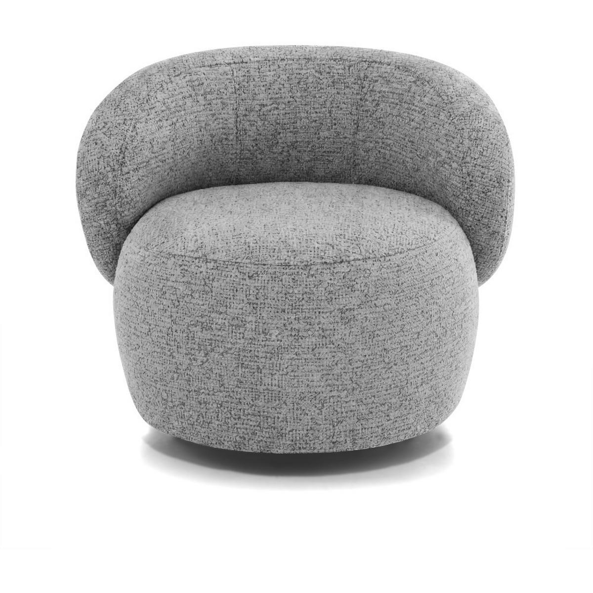 SESSEL Mao, Drehsessel mit runder Form, Silber, Chenille-Stoff - Silberfarben, Textil (99/82/91cm) - Beautysofa