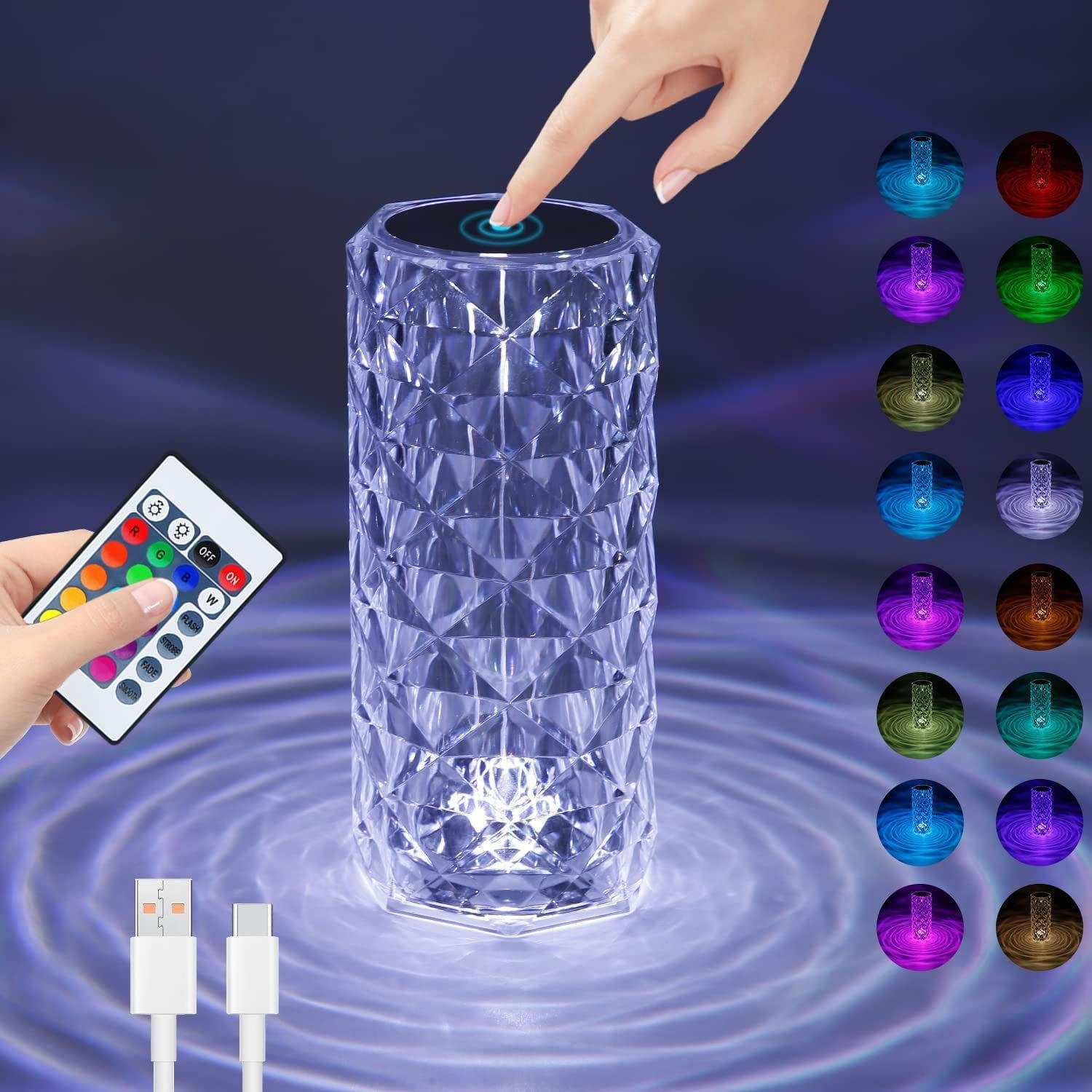 LED-TISCHLEUCHTE Juwel 9/9/21 cm - Transparent, Kunststoff (9/9/21cm) - Nettlife