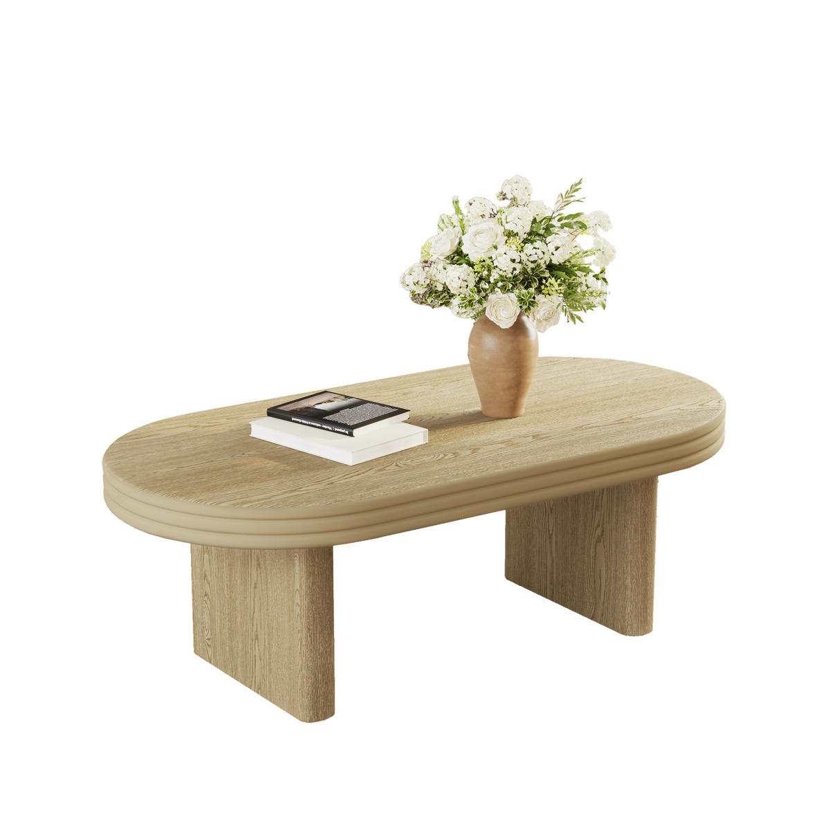 COUCHTISCH 120/60/41,5 cm Natur aus MDF mit eleganter ovaler Tischplatte - Naturfarben, Holzwerkstoff (120/60/41.5cm) - OKWISH