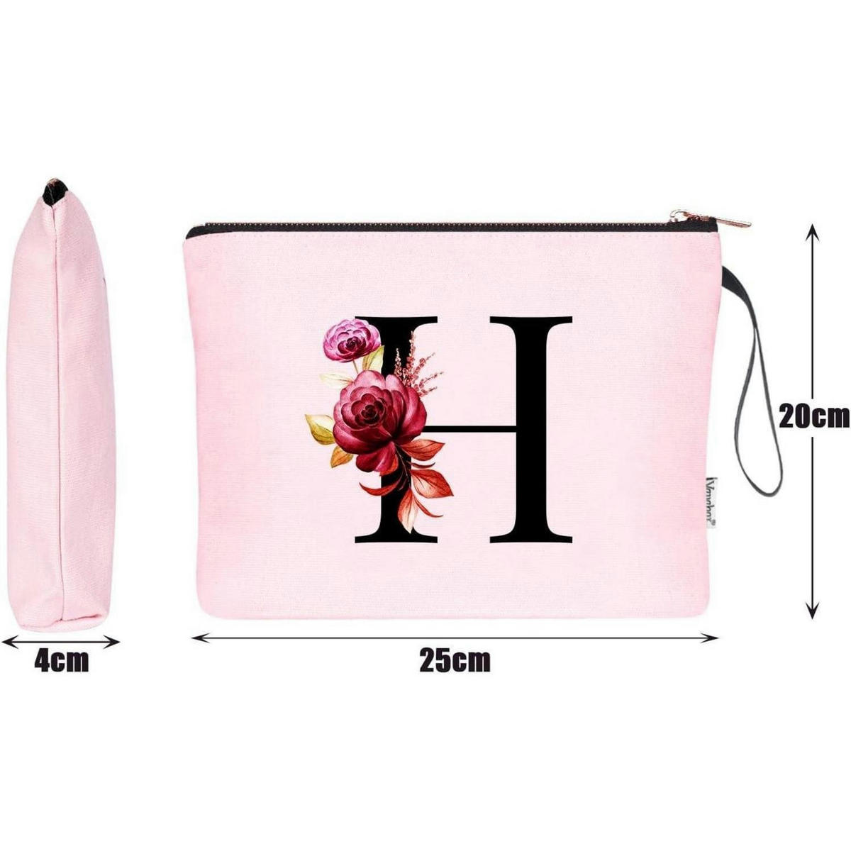 KULTURBEUTEL mit Initialdruck H Pink - Rosa, Textil (5/16/24cm)