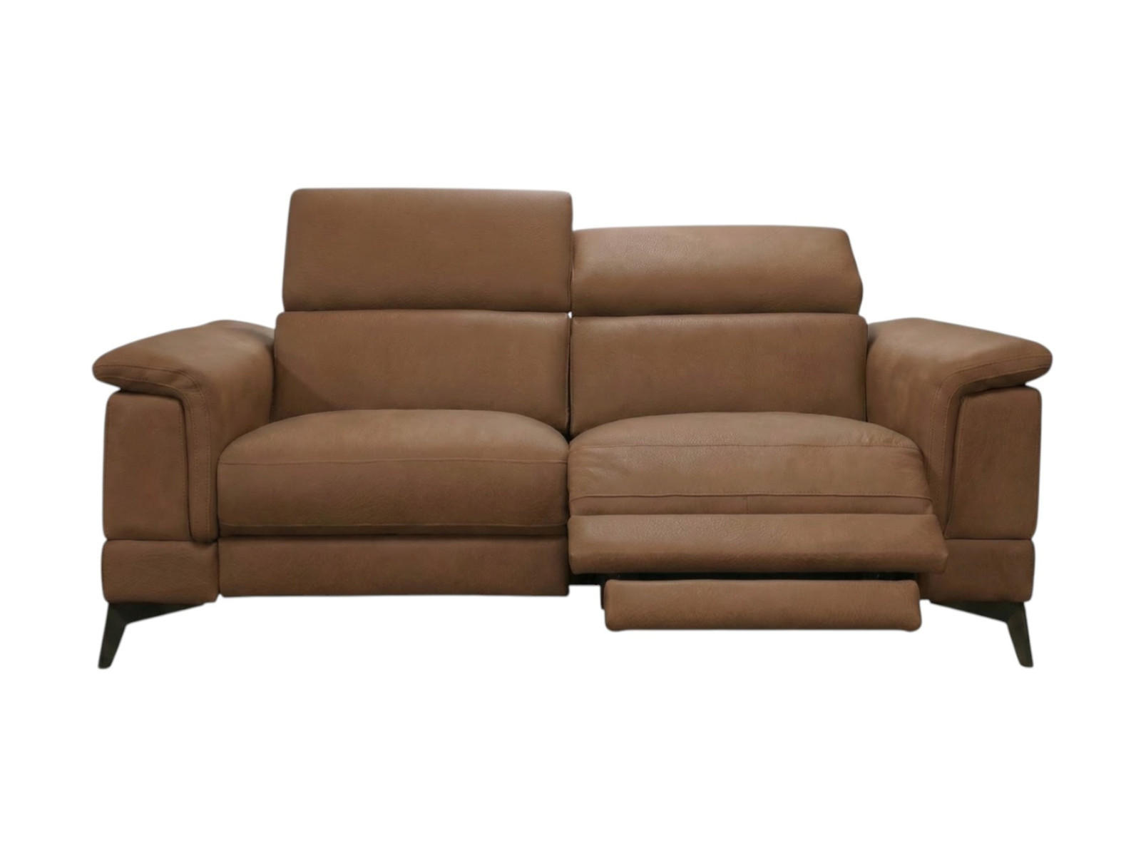 3-SITZER Sofa Planet Echtleder mit 1 x Relaxfunktion Cognacbraun - Cognac, Leder/Metall (200/80/110cm)
