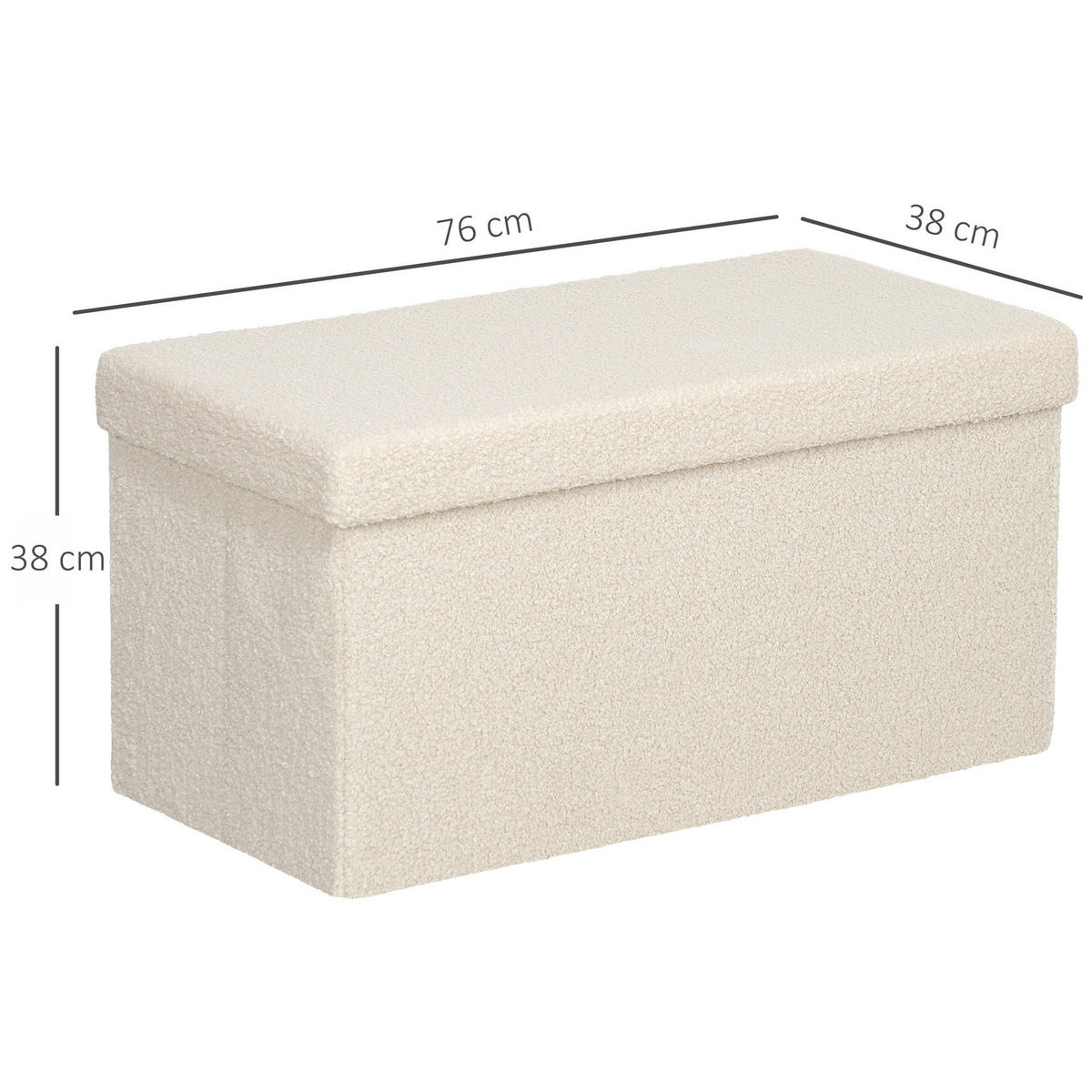 SITZBANK mit Stauraum, faltbar Polsterbank, Bettbank mit Samtoptik, Sitztruhe - Weiß, Kunststoff (38/38/76cm) - HOMCOM