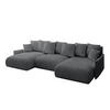 WOHNLANDSCHAFT mit Schlaffunktion und Bettkasten ONESK-U-v1 304x165x40 Dunkelgrau Cord - Dunkelgrau, Holzwerkstoff/Kunststoff (304/90/165cm) - ALTDECOR
