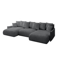 WOHNLANDSCHAFT mit Schlaffunktion und Bettkasten ONESK-U-v1 304x165x40 Dunkelgrau Cord - Dunkelgrau, Holzwerkstoff/Kunststoff (304/90/165cm) - ALTDECOR