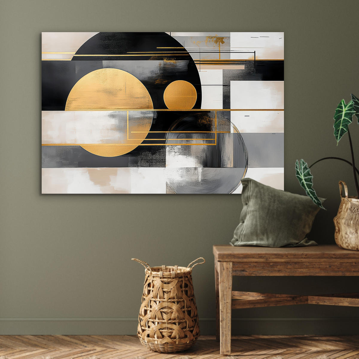 METALLBILD Abstrakt - Gold - Silber - Formen - Ästhetisch - Modern 90x60 cm - Goldfarben, Metall (90/60cm) - MuchoWow