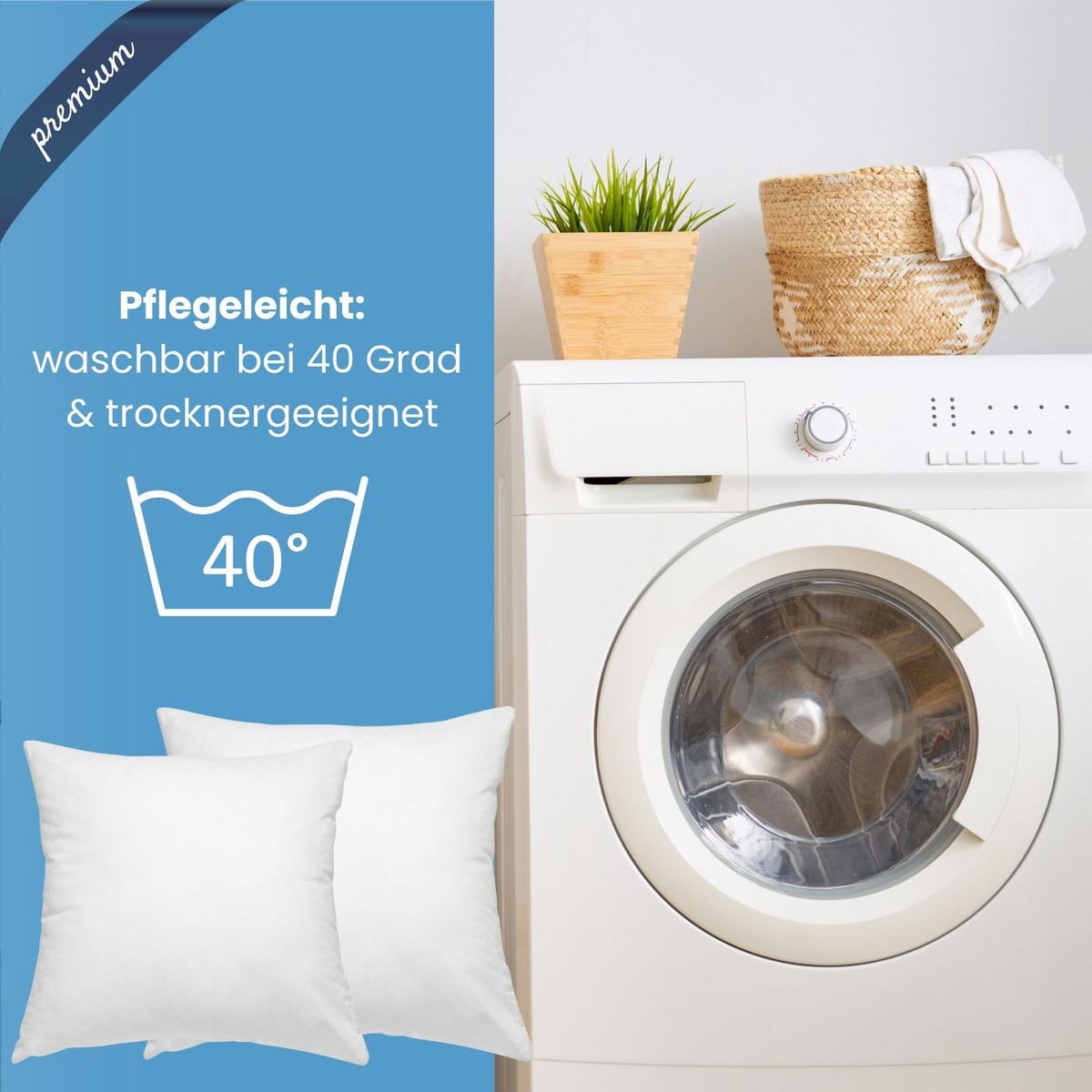 FEDERKISSEN 85% Federn & 15% Daune 45/45 cm Bezug aus 100% Baumwolle - Weiß, Textil (45/45cm) - wometo