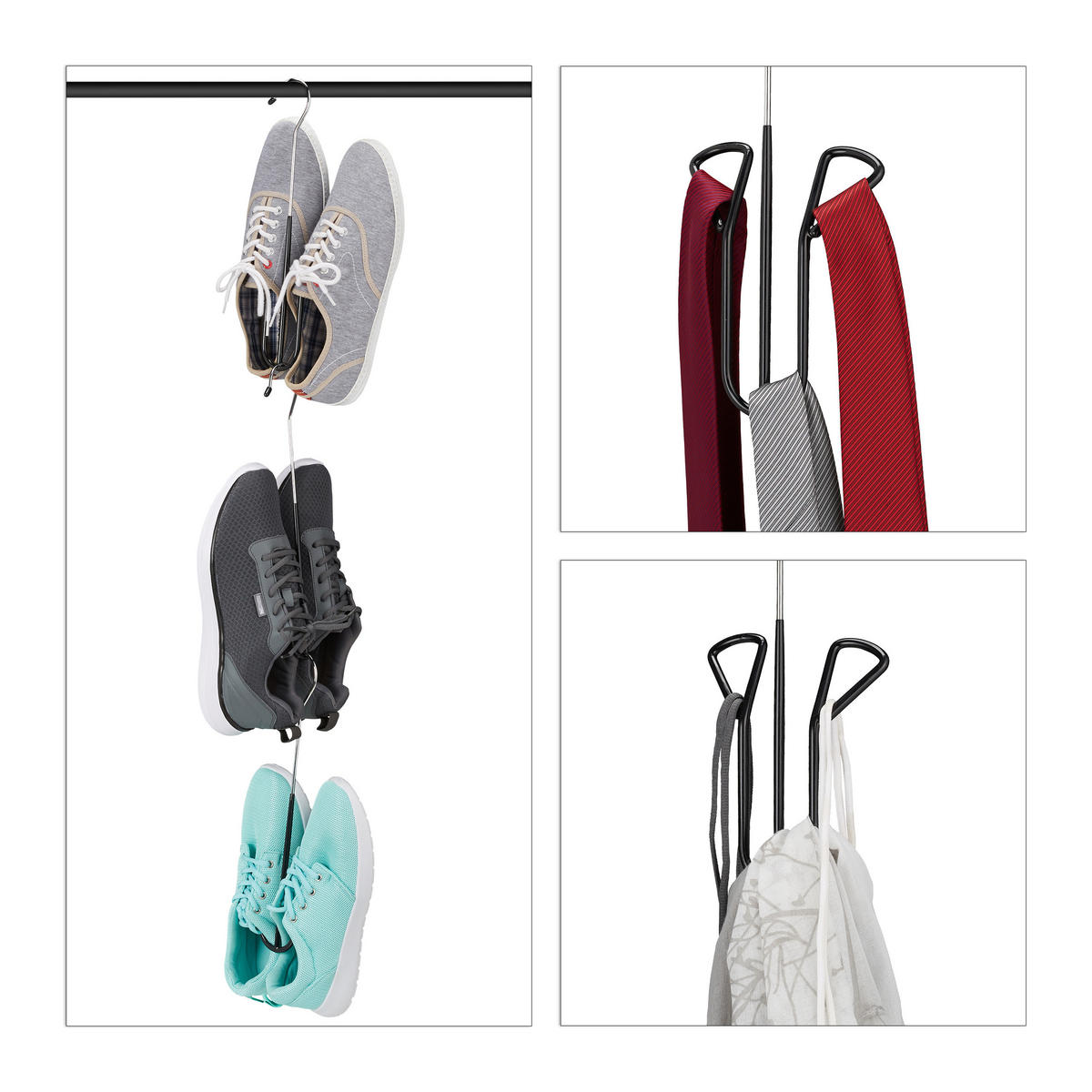 3XSCHUHBÜGEL - Schwarz, Kunststoff/Metall (14/33.5/4cm) - Relaxdays