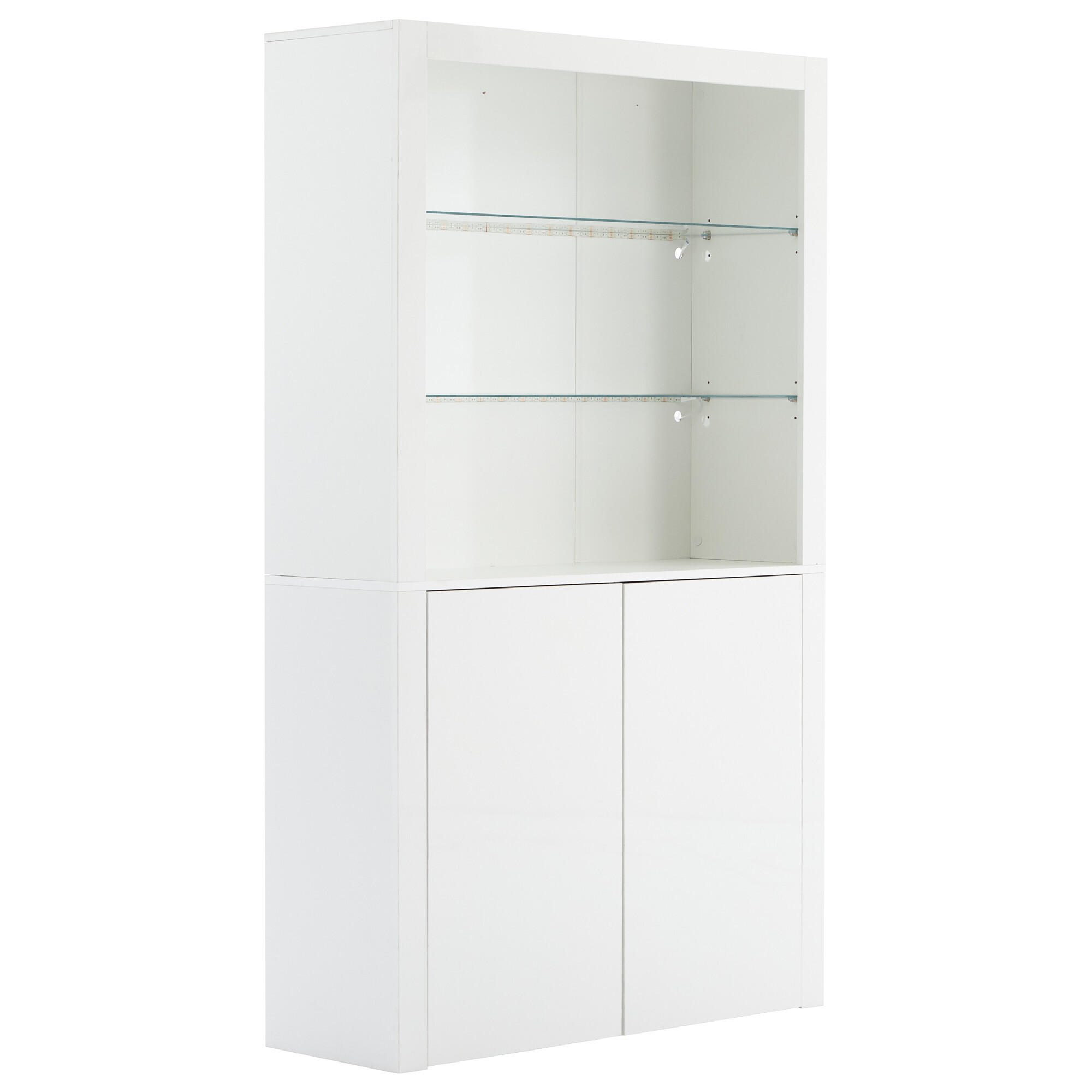 VITRINE mit LED Weiß 100/35/170 CM - Weiß, Glas/Holzwerkstoff (35/170/100cm) - Urban Meuble